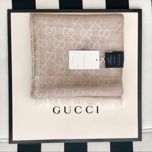 GUCCI GG Logo Wool & Silk Scarf
